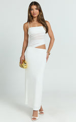 Emilla Midi Dress - Ruched Bodice Dress in Vanilla