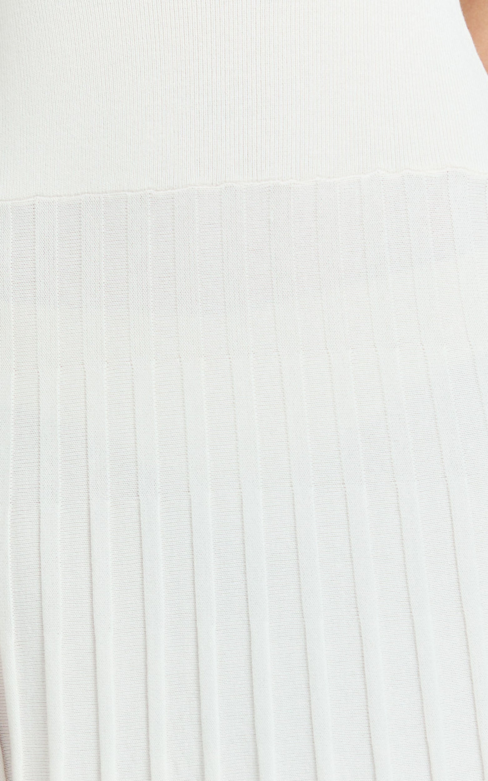 Paris Midi Dress - Strapless Drop Waist Pleated Knit Dress in White