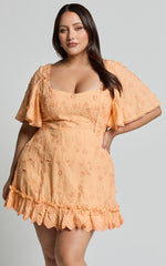 Fancy A Spritz Mini Dress - Square Neck Dress in Peach Fuzz