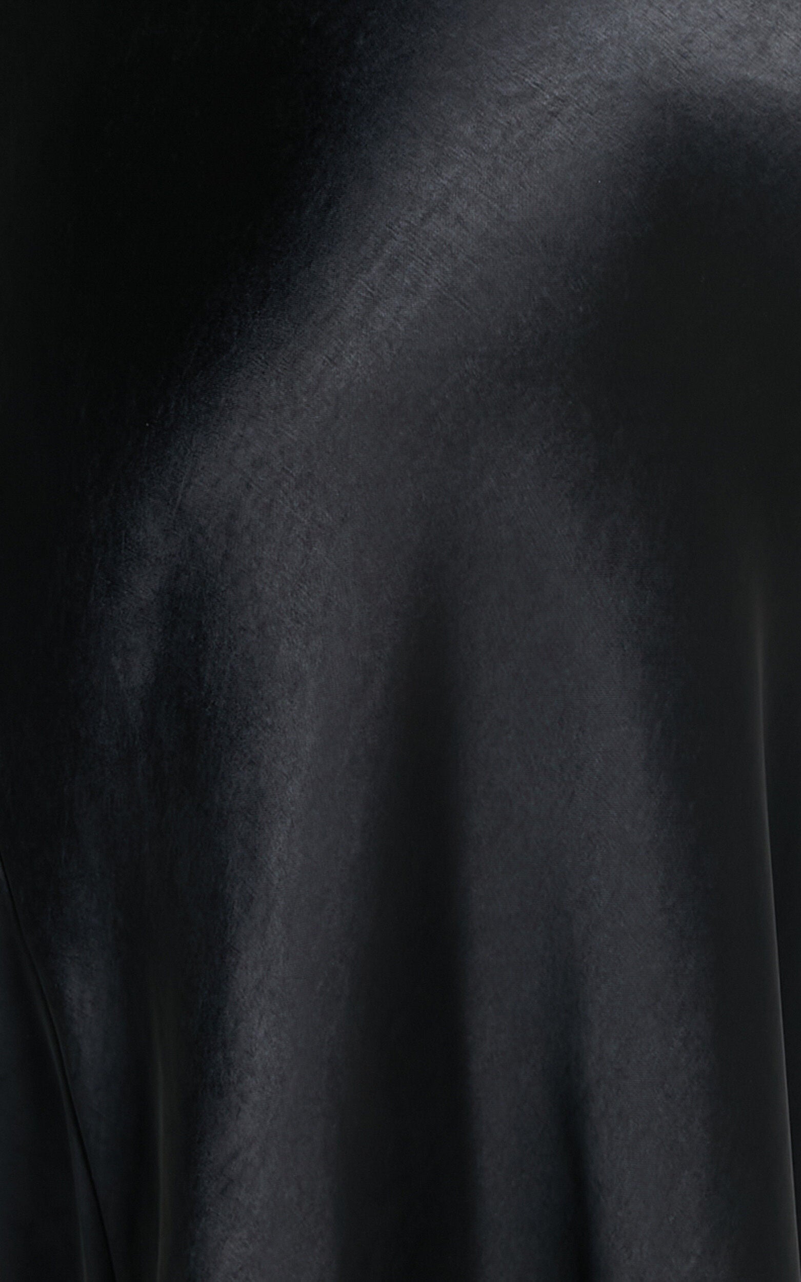 Charlita Maxi Dress - Strapless Cowl Back Satin Dress in Black