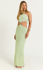 Amalie The Label - Mina Halter Knit Side Cut Out Midi Dress in Green