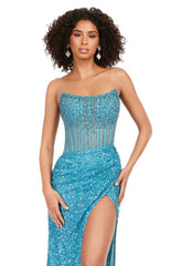 Ashley Lauren 11238 Corset Bustier Gown Wrap Skirt Evening Prom Dress