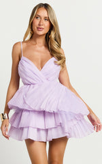 Amalie The Label - Mae Pleated Mini Dress in Lilac
