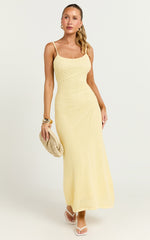 Fhel Maxi Dress - Crochet Strappy Dress in Lemon