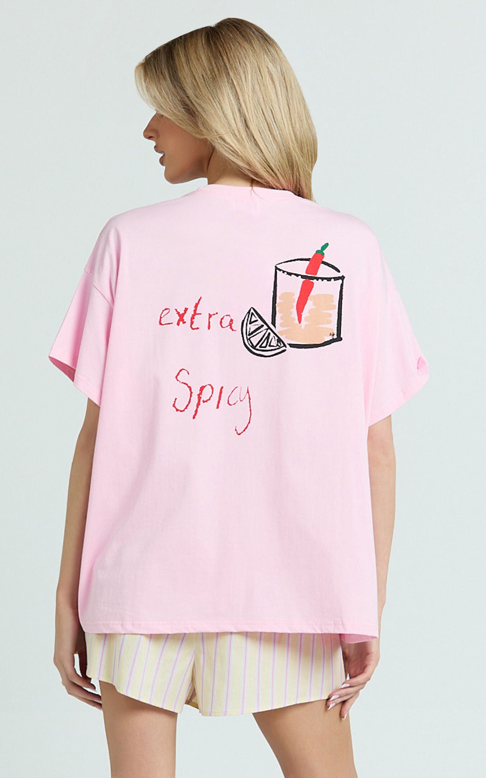 Bertina Two Piece Set - Extra Spicy T-Shirt Set in Pink