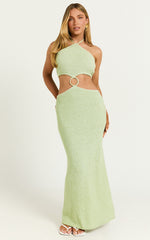 Amalie The Label - Mina Halter Knit Side Cut Out Midi Dress in Green