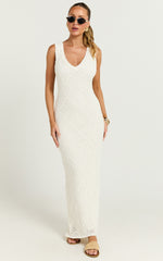 Kisha Maxi Dress - Crochet Tie Back Detail Dress in White