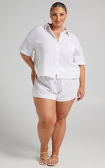 Donita Top - Button Up Shirt Top in White