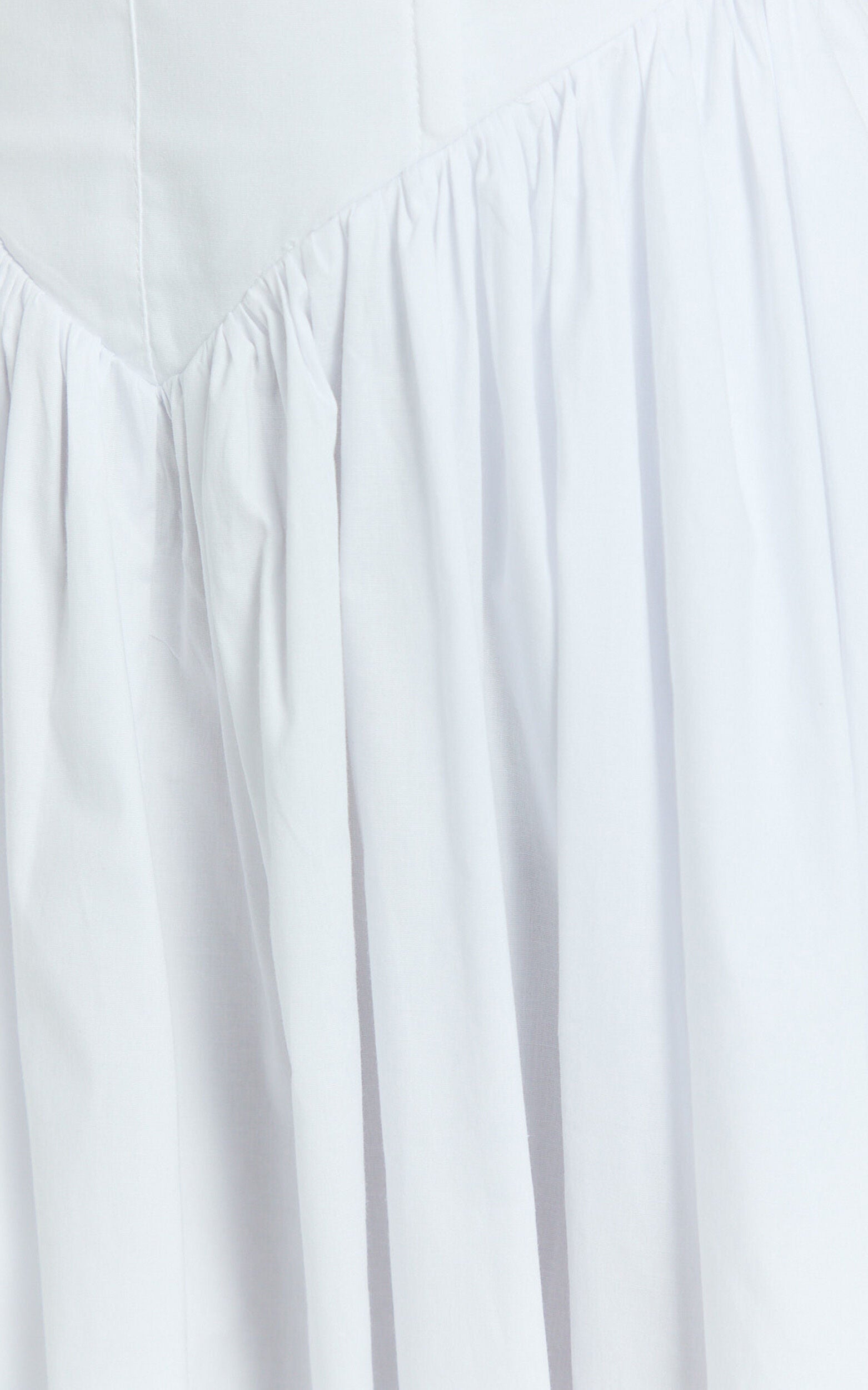 Beckett Midi Dress - Scoop Neck Drop V Waist Gathered Skirt Dress in White