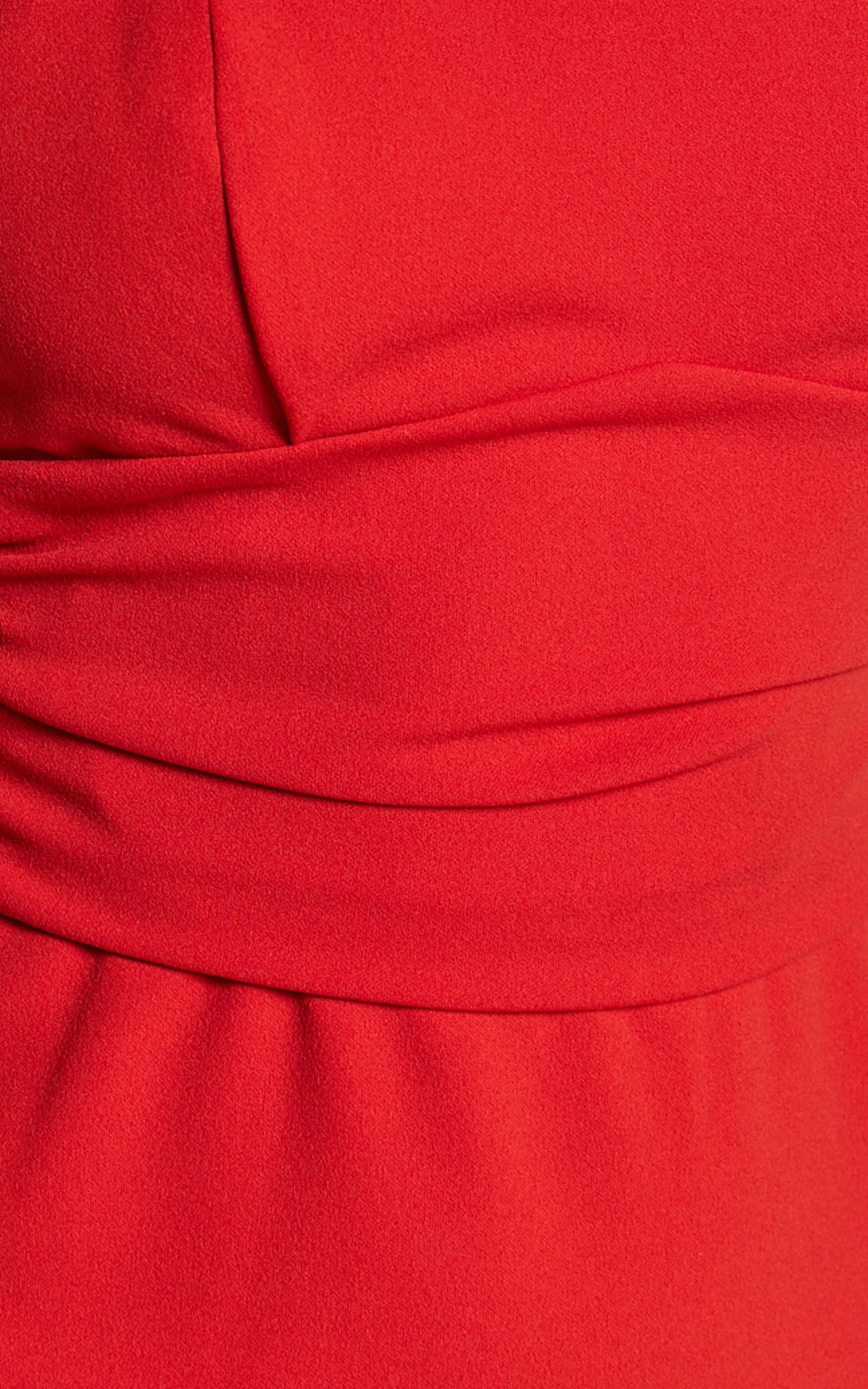 Tahlia Midi Dress - Sweetheart Ruched Dress in Red