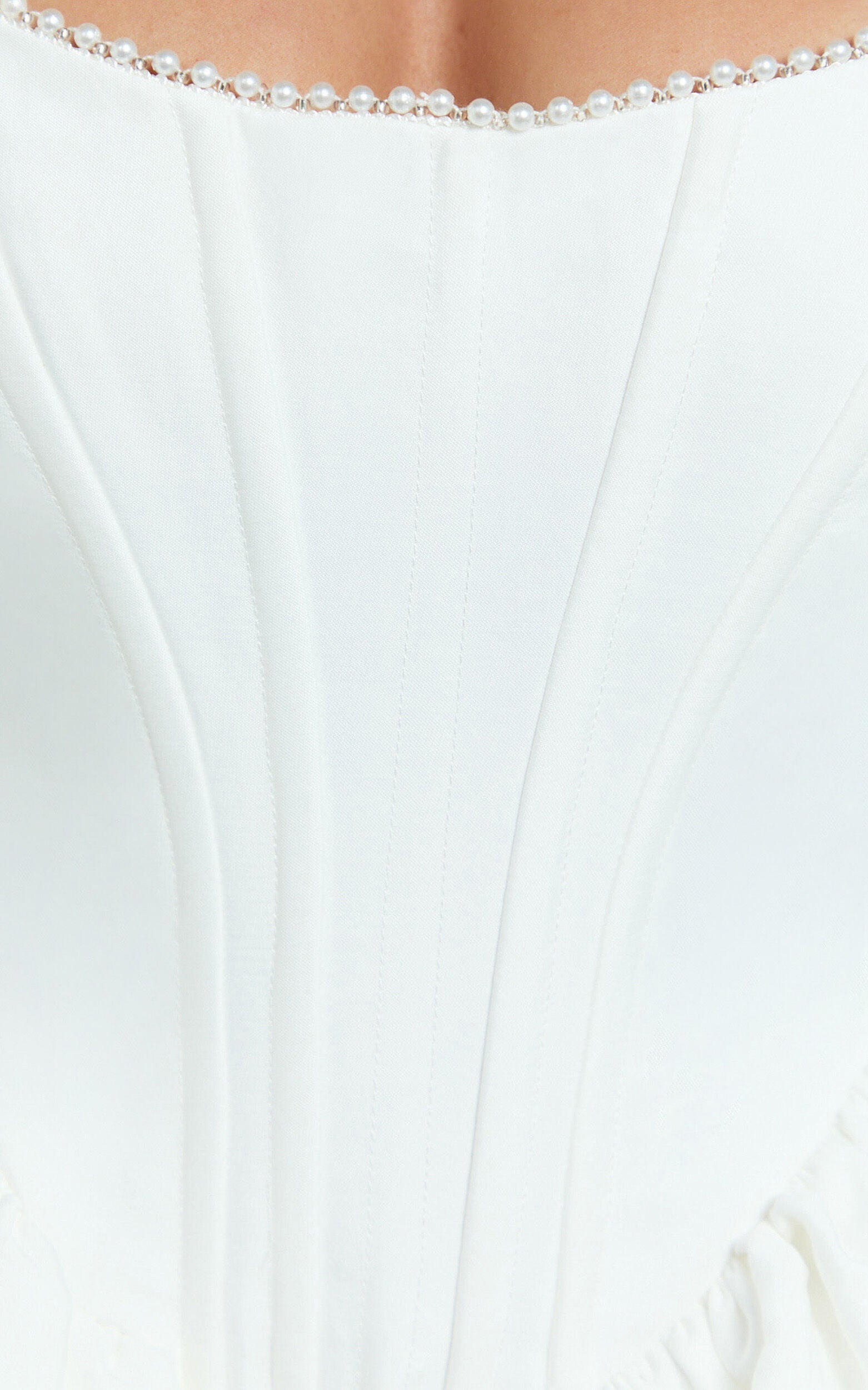 Kaitlyn Mini Dress - Corset Front Gathered Dress in Ivory