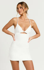 Teagan Mini Dress - Cut Out Low Back Bodycon Dress in White