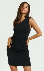 Monette Mini Dress - One Shoulder Dress in Black