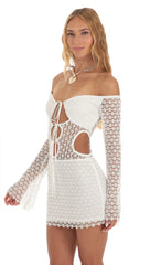 Crochet Cutout Dress in White
