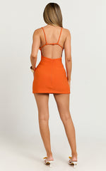 Teagan Mini Dress - Cut Out Low Back Bodycon Dress in Orange