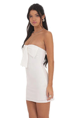 Front Bow Strapless Dress in White