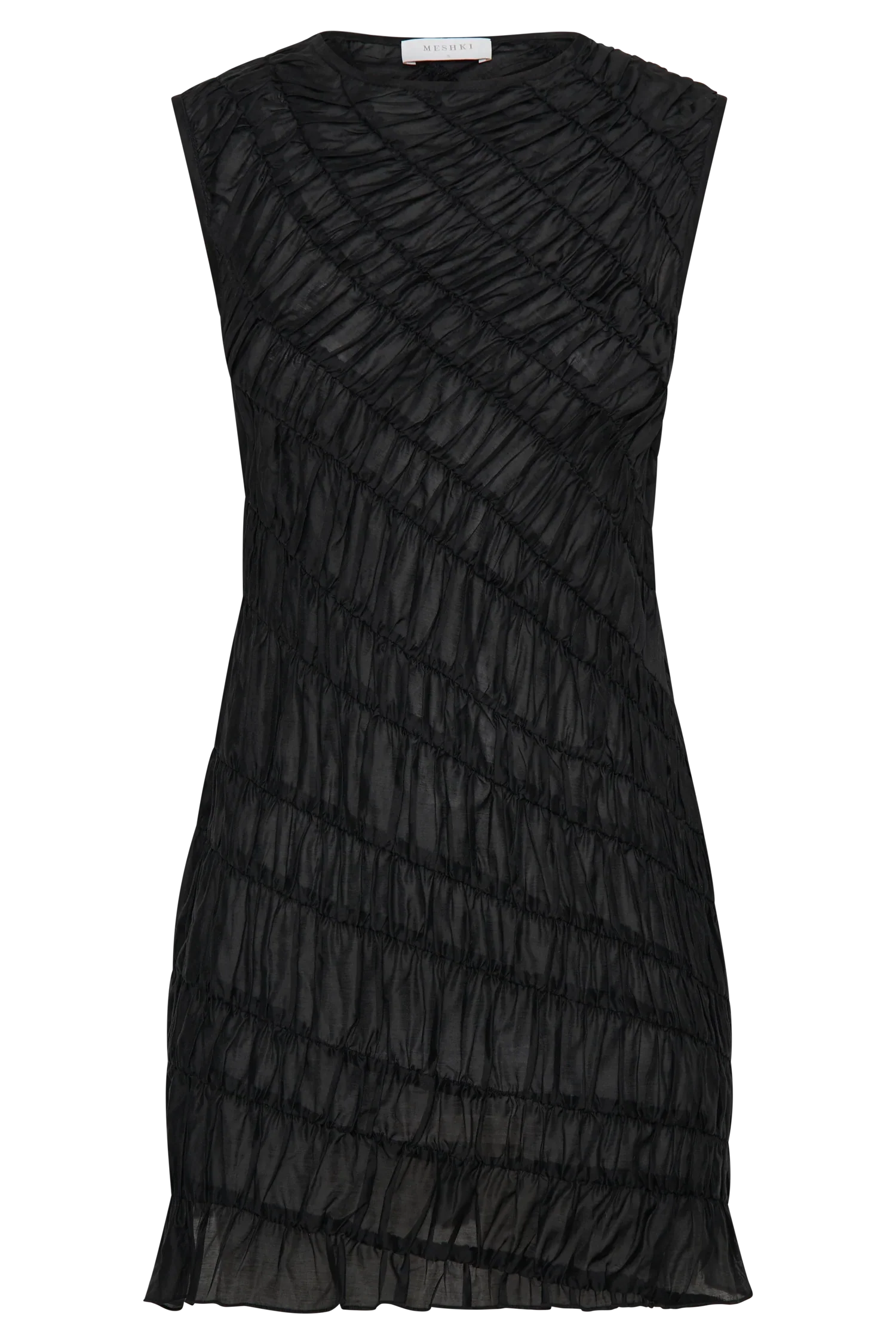 Adella Gathered Mini Dress - Black
