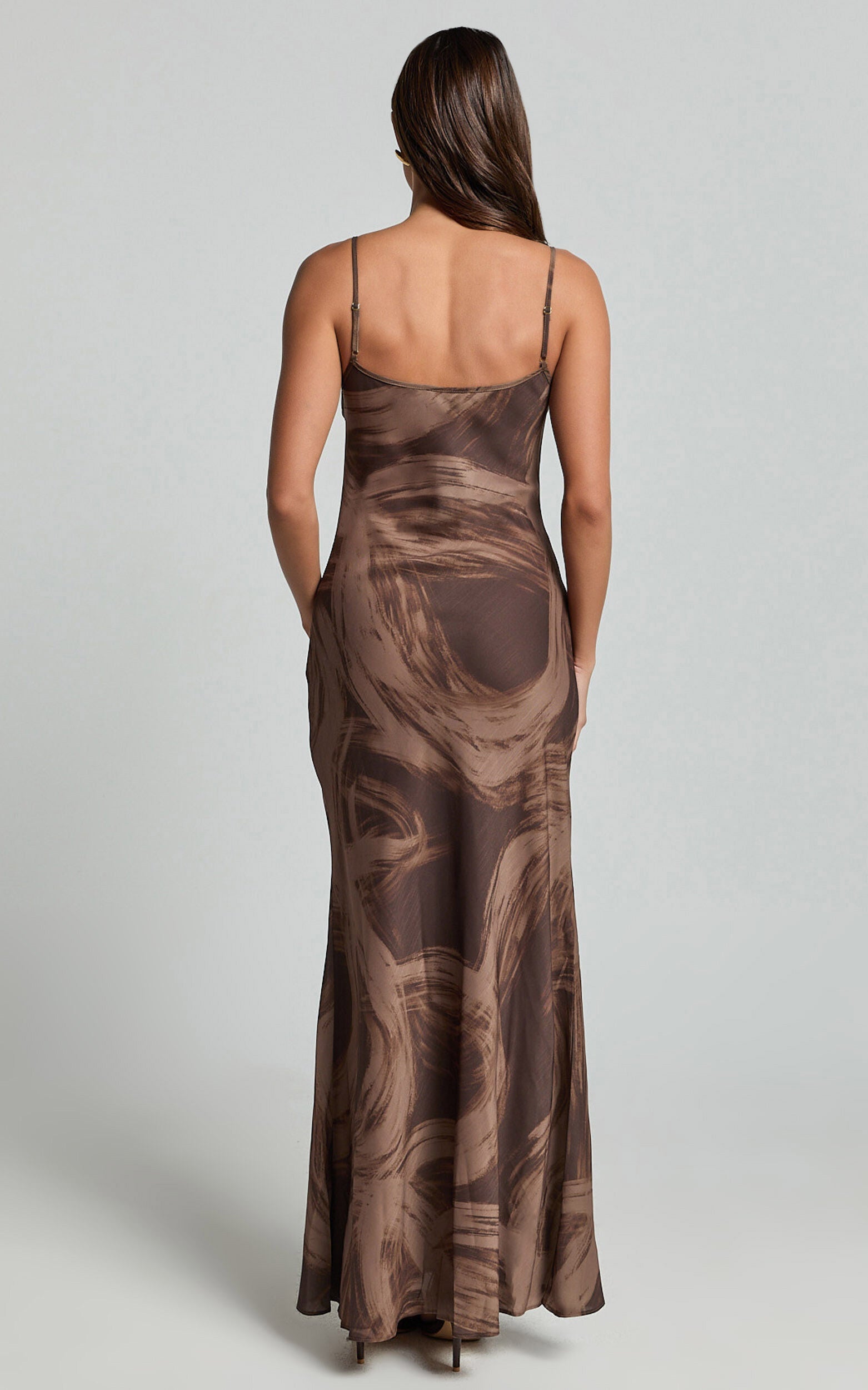 Sally Midi Dress - Strappy Slip Dress in Hazel Swirl Print