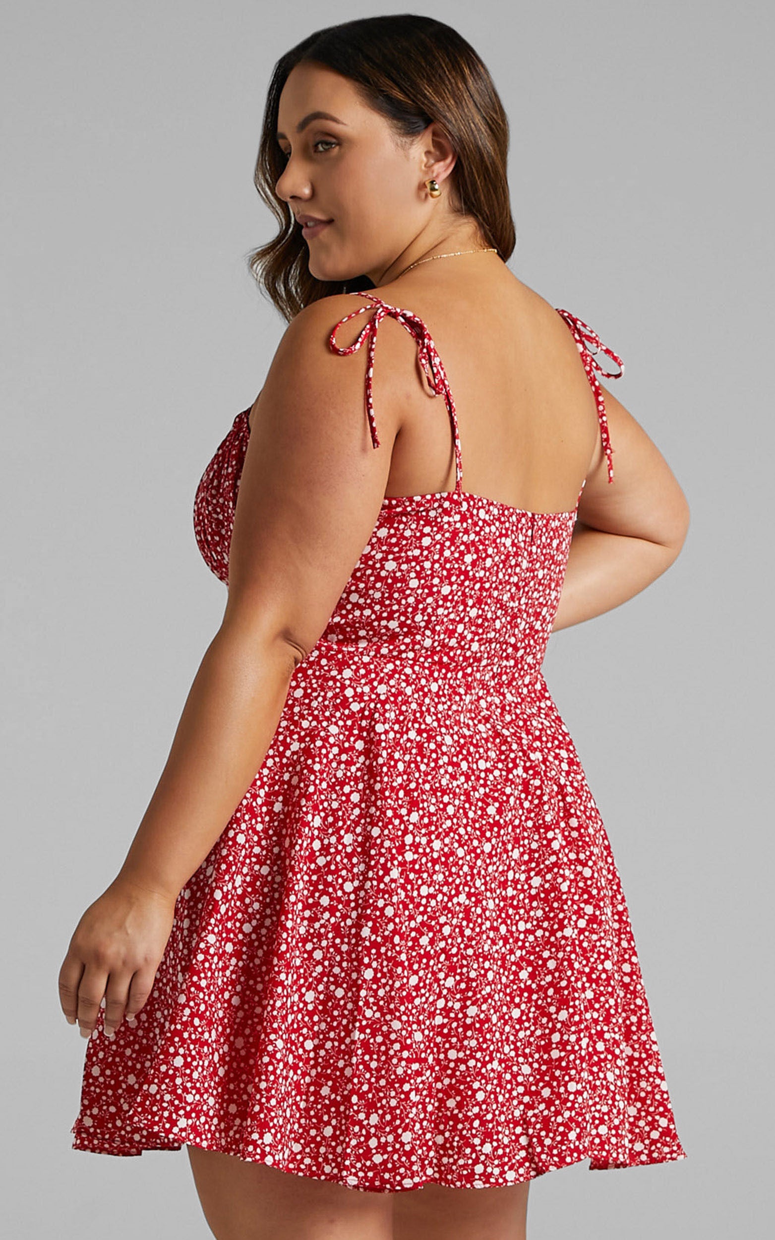 Summer Jam Mini Dress - Strappy Slip Dress in Red Floral Print