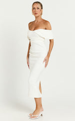 Noraly Midi Dress - Off The Shoulder Slip Dress in White