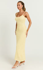 Fhel Maxi Dress - Crochet Strappy Dress in Lemon