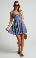 Summer Jam Mini Dress - Strappy Slip Dress in Blue Floral