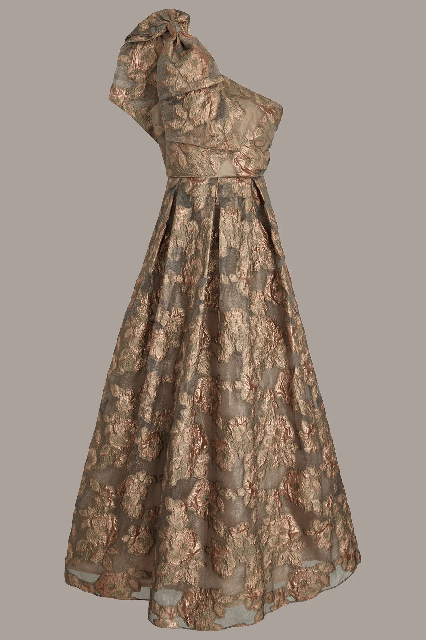 ONE SHOULDER BOW JACQUARD BALL GOWN