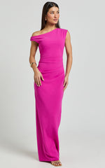 Genie Maxi Dress - Off The Shoulder Dress in Pink