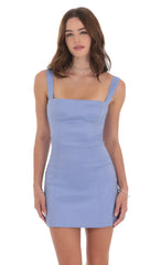 Back Bow Bodycon Dress in Powder Blue