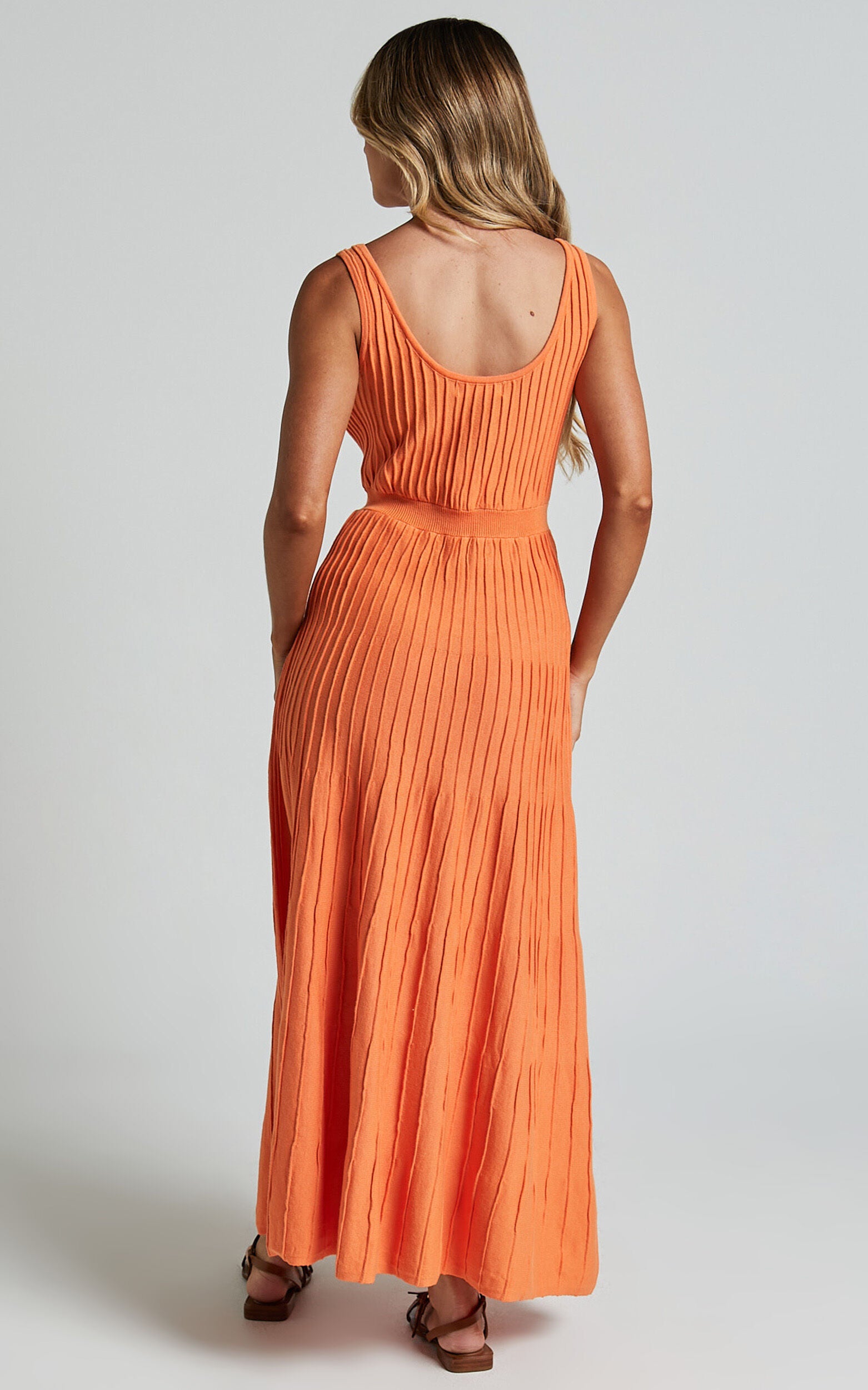 Saoirse Maxi Dress - Square Neck Strappy Knit Dress in Mango