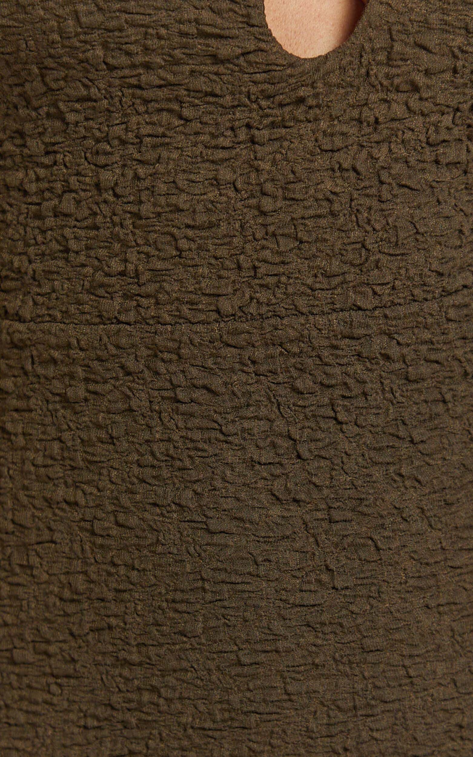 Alberta Maxi Dress- Strapless bust detail textured dress in Chocolate