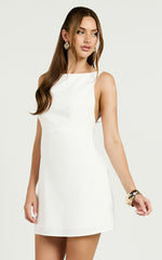 Mhoren Mini Dress - Open Back Dress in White