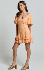 Fancy A Spritz Mini Dress - Square Neck Dress in Peach Fuzz