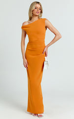 Genie Maxi Dress - Off The Shoulder Dress in Orange