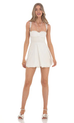 Lace Halter Skater Dress in Beige