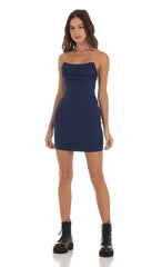 Elkin Corset Strapless Dress in Navy