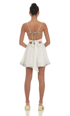 Polka Dot Twist A-line Dress in White