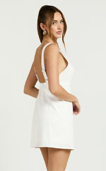 Mhoren Mini Dress - Open Back Dress in White
