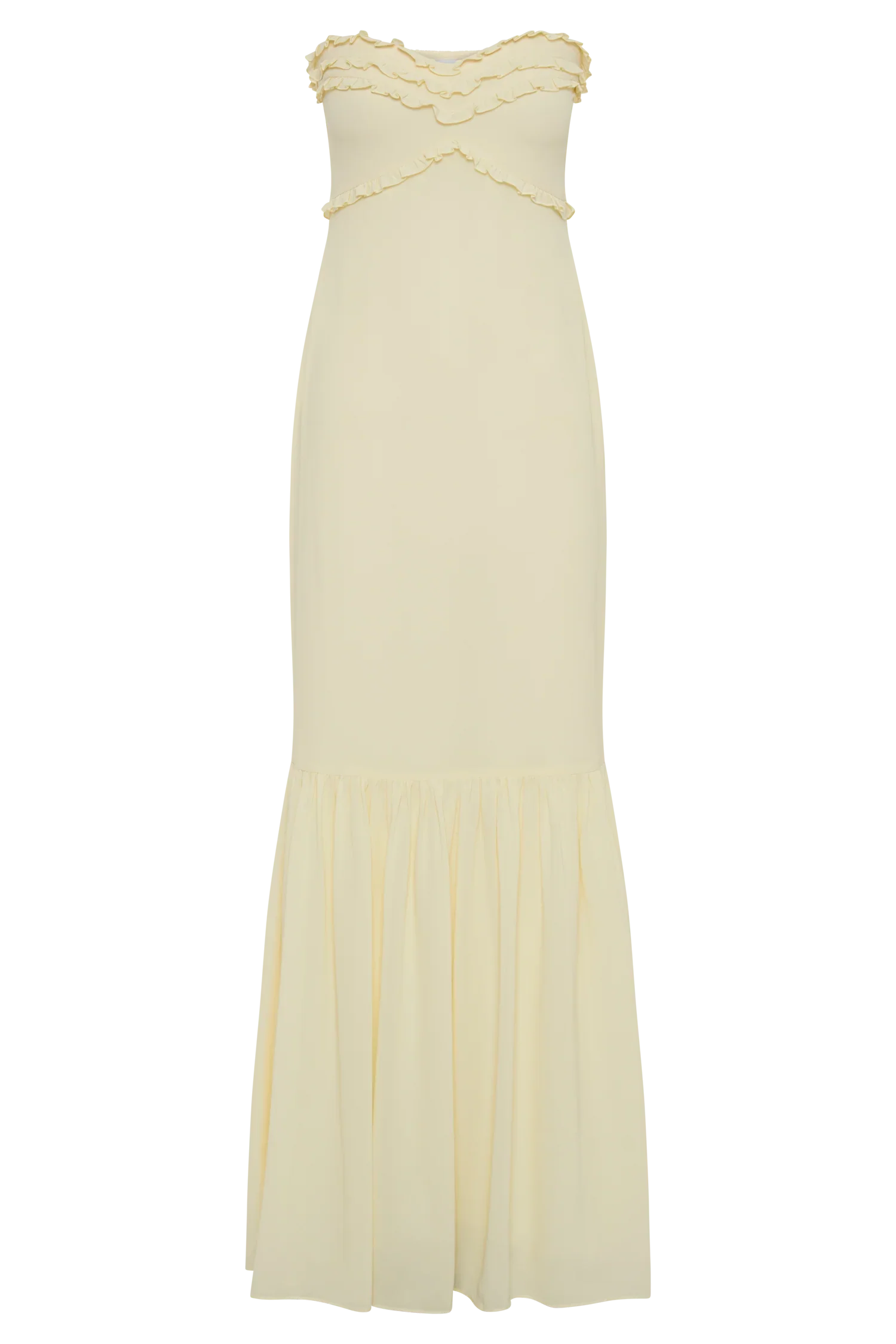 Olivette Strapless Chiffon Maxi Dress - Lemon Sherbet