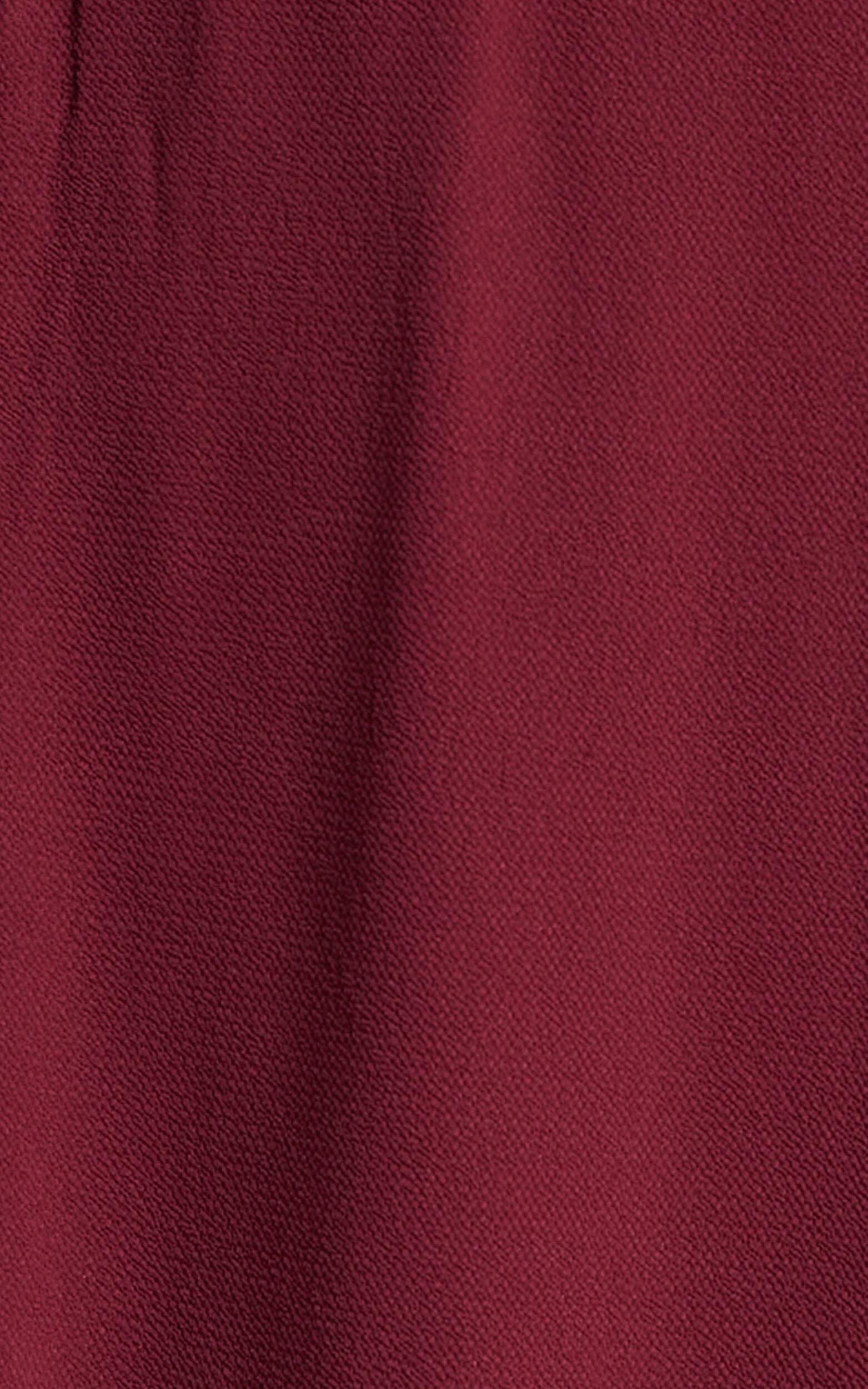 More Than This Maxi Dress - Ruffle Strap Thigh Split Dress in Wine