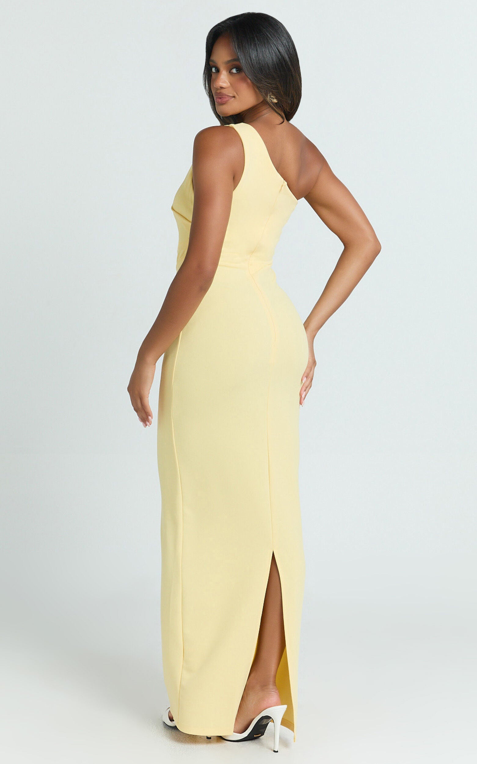 Criselda Maxi Dress - One Shoulder Maxi Dress in Lemon