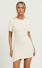 Bowie Mini Dress - Short Sleeve Shift Dress in Ivory