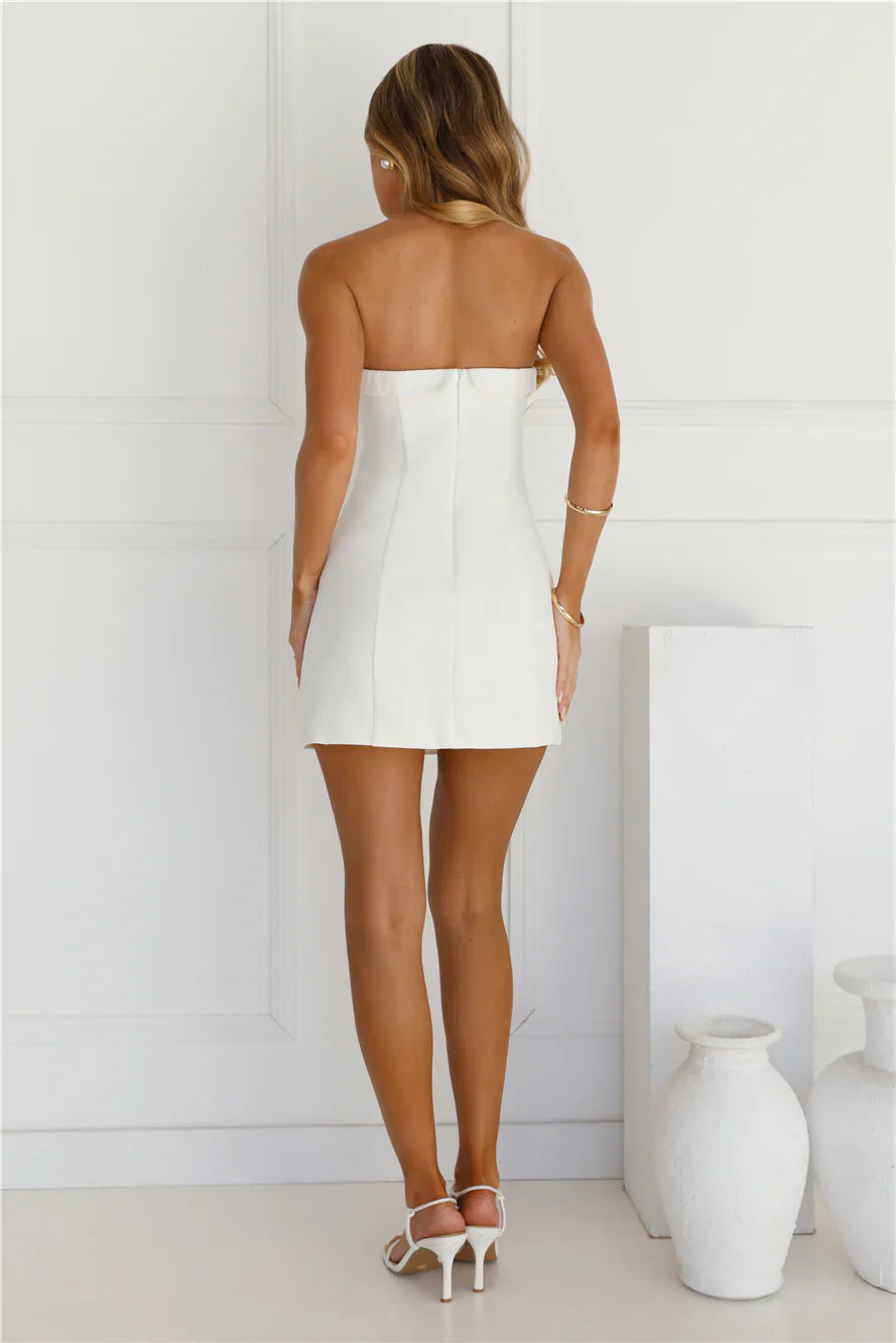 Elegant Affairs Strapless Mini Dress White