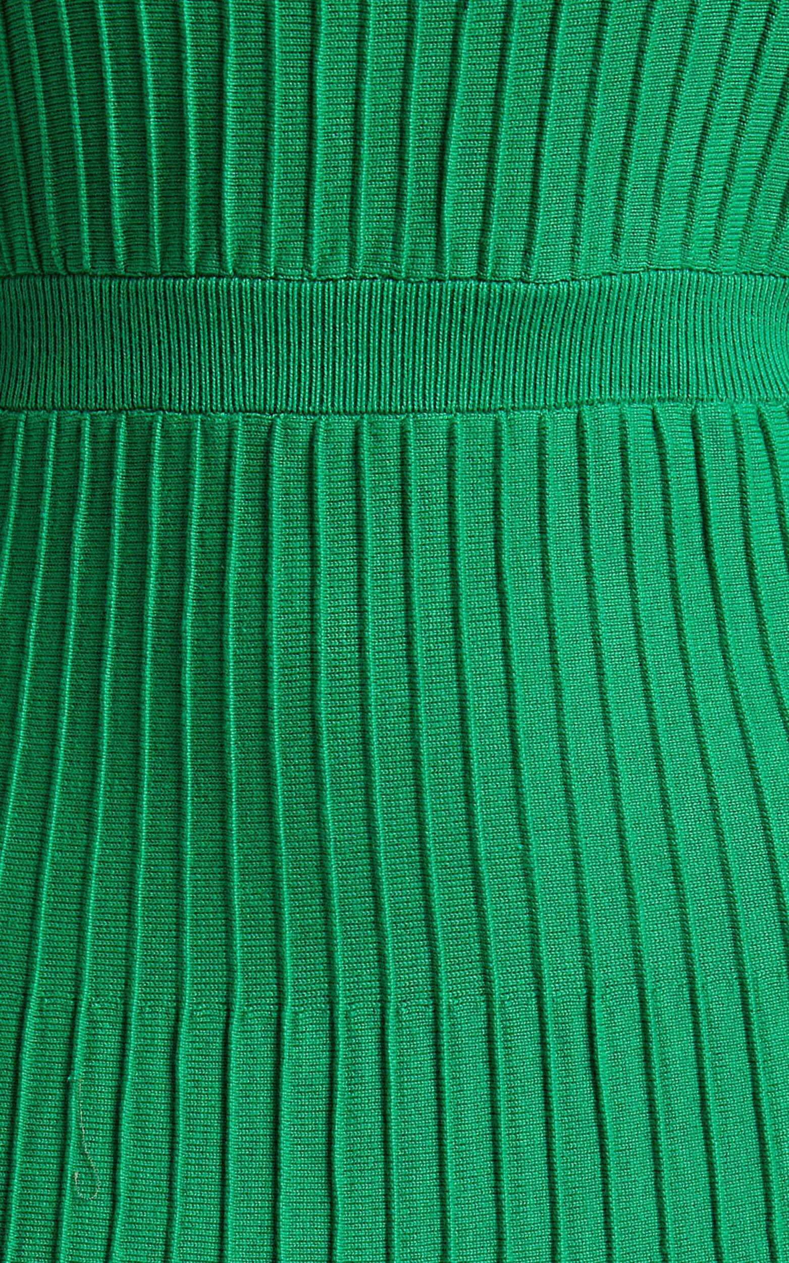Donissa Midi Dress - Panelled Knit Dress in Green