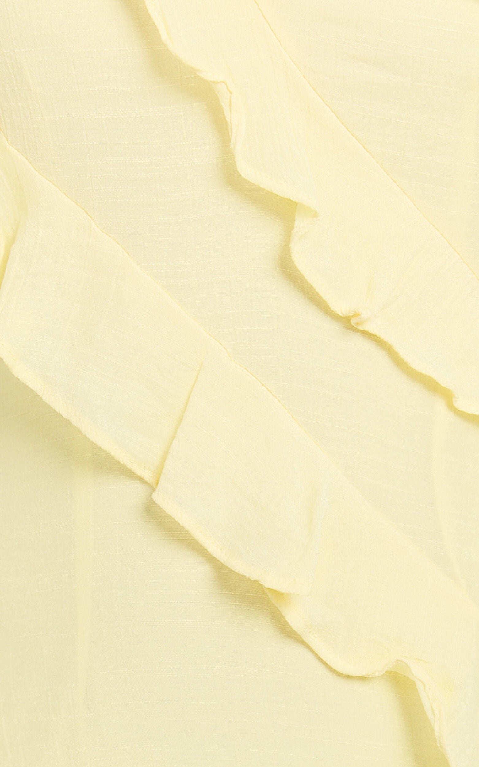 Brayden Midi Dress - V Neck Ruffle Dress in Lemon