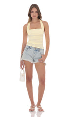 Halter Ruched Top in Yellow