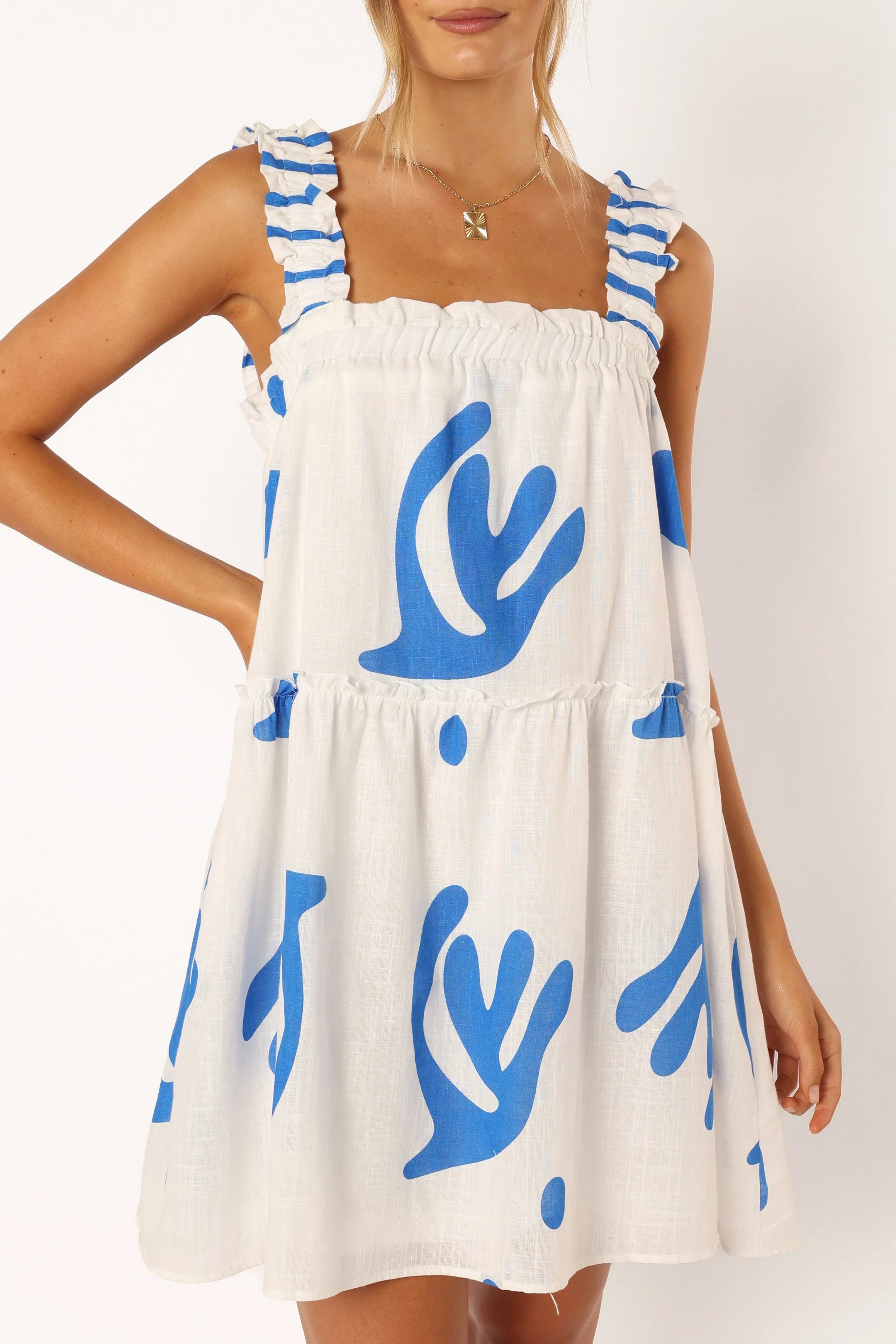Elena Mini Dress - Blue Print