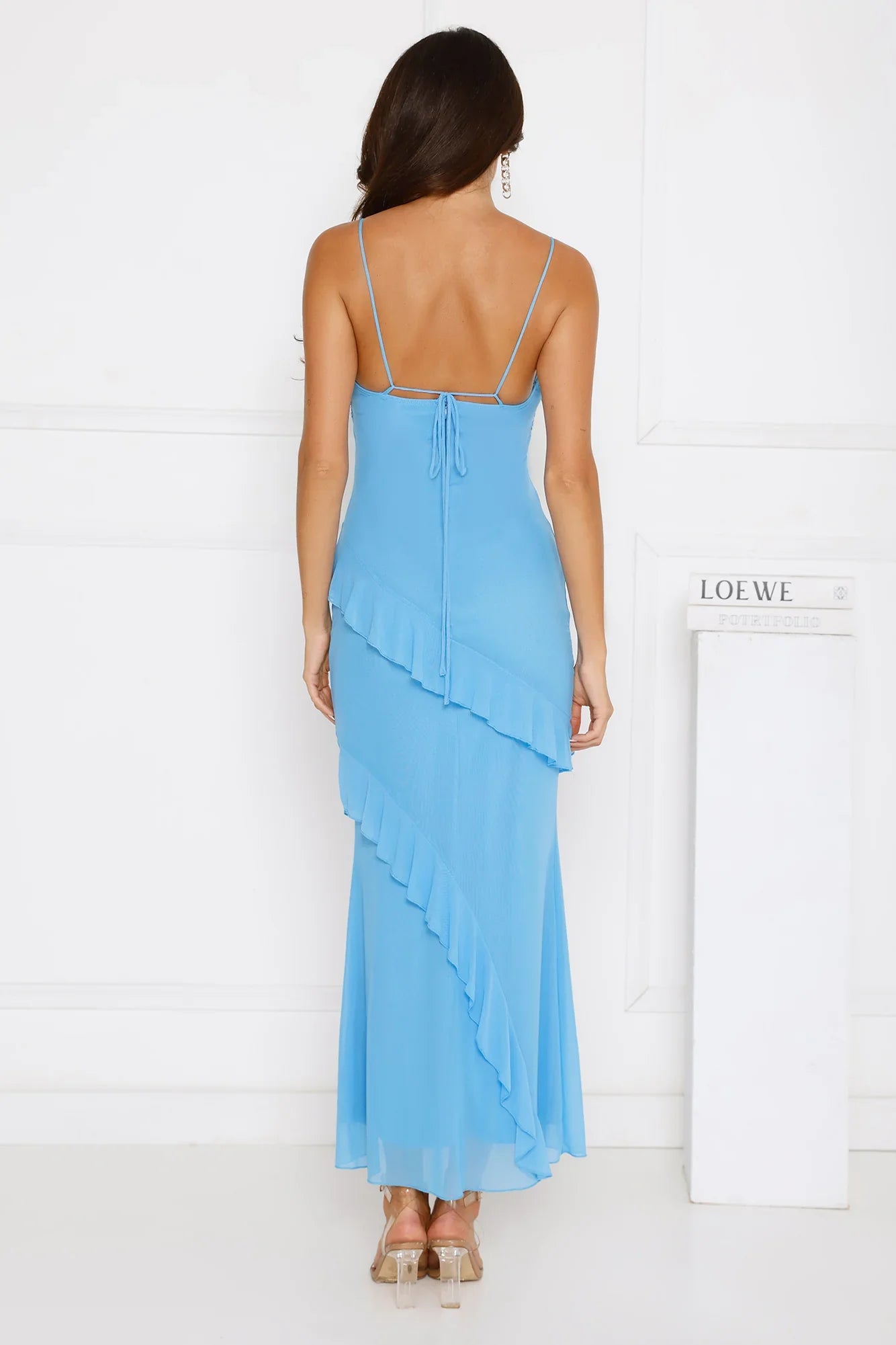 Luxe Minimalist Mesh Maxi Dress Blue
