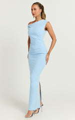 Genie Maxi Dress - Off The Shoulder Dress in Baby Blue