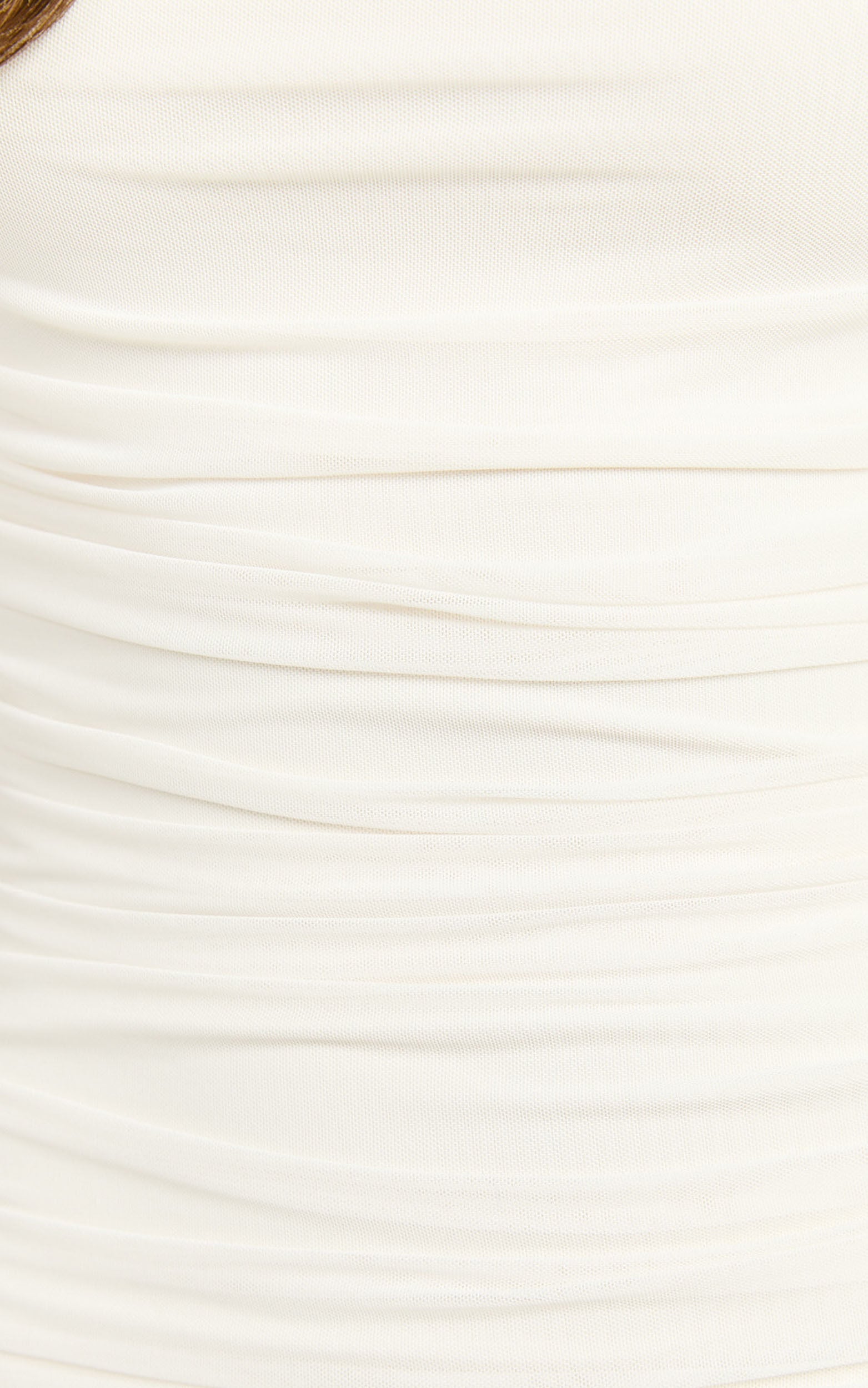 Lupita Mini Dress - Ruched Square Neck Mini Dress in Cream